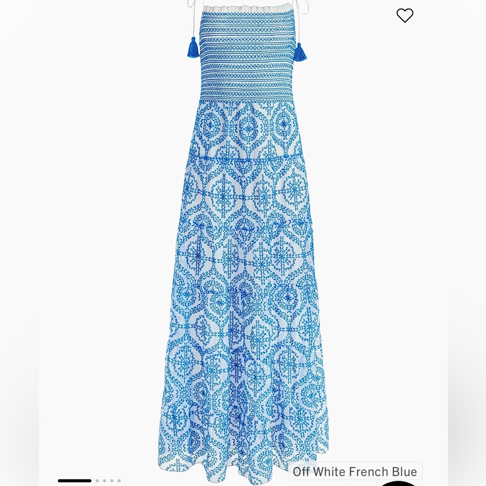 Alice + Olivia Blue and White Patterned Maxi Dress some strech